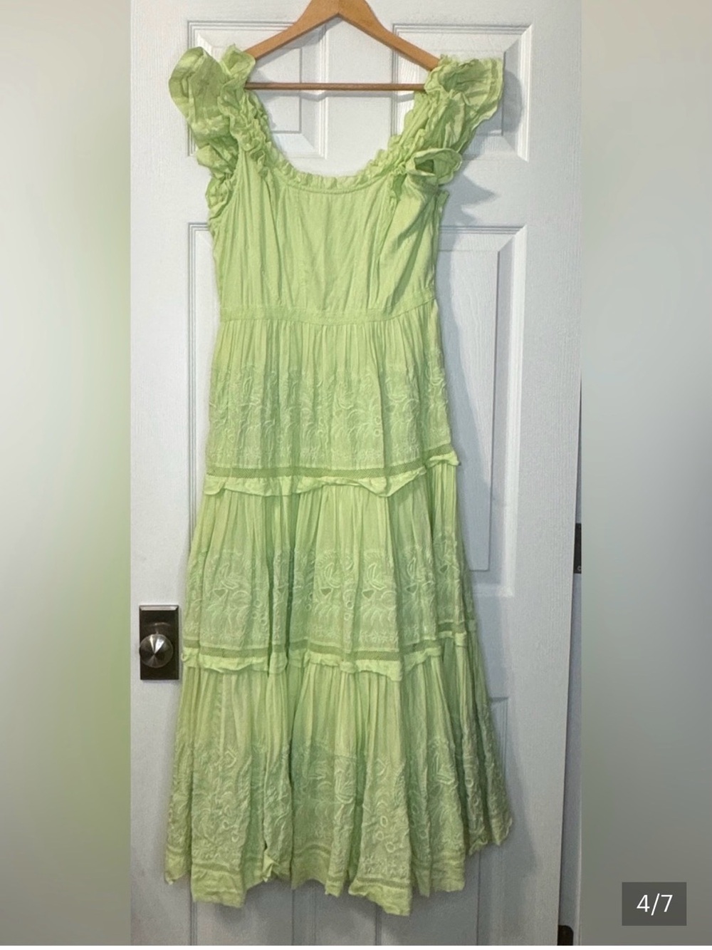 Ulla Johnson Julietta lace-up tiered broderie anglaise cotton midi dress - Picture 3 of 3